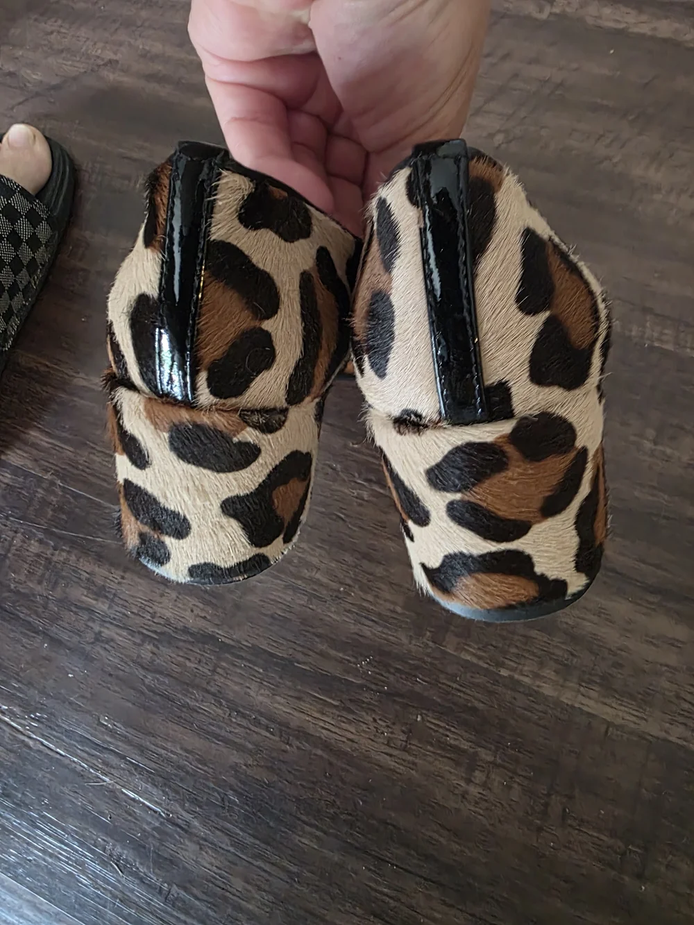 Margaux Leopard Calf Hair Ballet Flats Women's US 7.5 M Handmade Leather Round